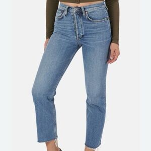 NWT RE/DONE High Rise Stove Pipe Jeans Medium Stone